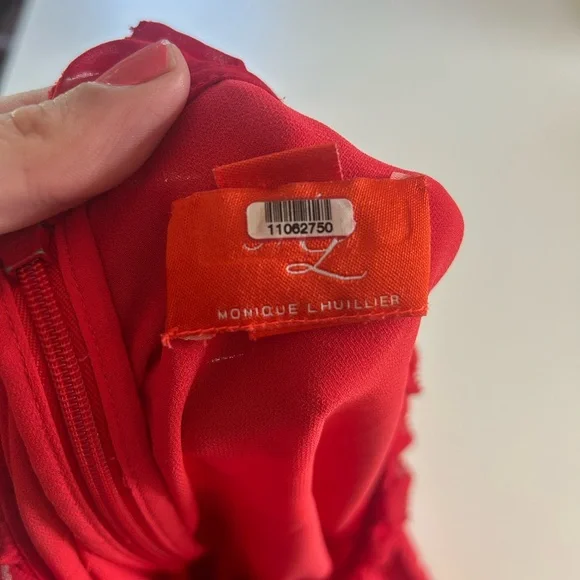 Monique Lhuillier Red High Neck Mini Dress - Picture 5 of 12